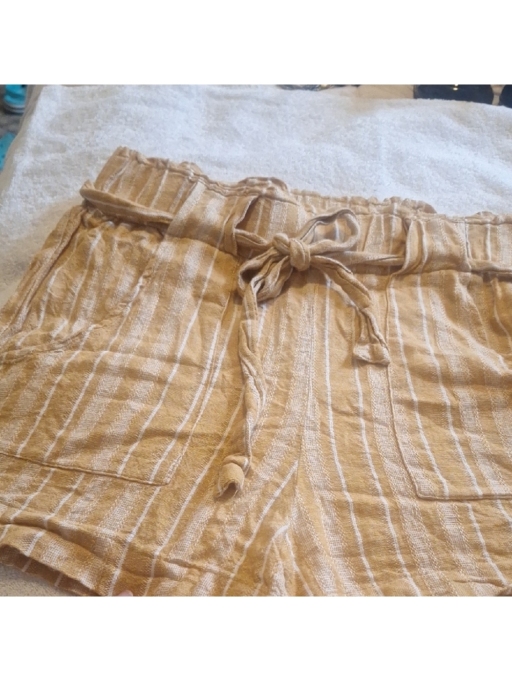 Women's Tan Striped Shorts